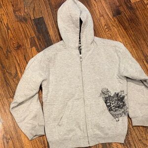 Quiksilver Gray Hoodie with Artistic Graphic